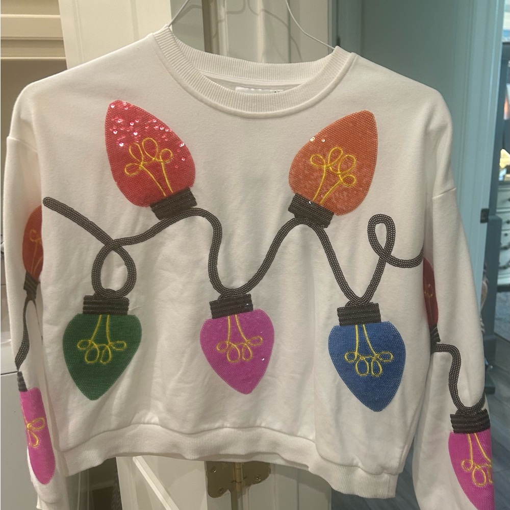 QUEEN OF SPARKLES Colorful Light Bulb Sweater